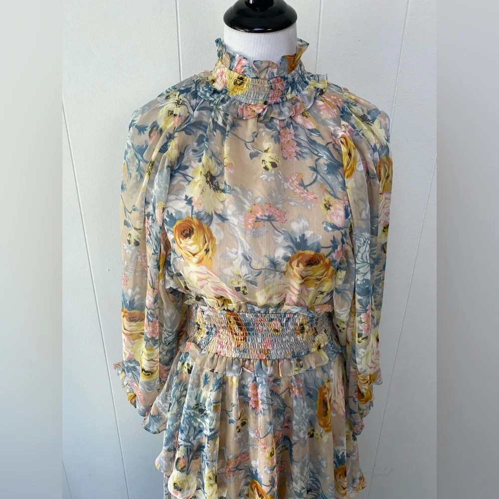 Revolve ELLIATT Astrid Dress Sz. M Chiffon Flowy Gown Floral Midi NWT $251 msrp - Picture 3 of 16